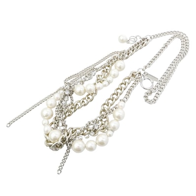 JUNYA WATANABE COMME des GARCONS ジュンヤワタナベコムデギャルソン ネックレス 23SS JK-K802 パール チェーン ネックレス シルバー系 オフホワイト系【中古】