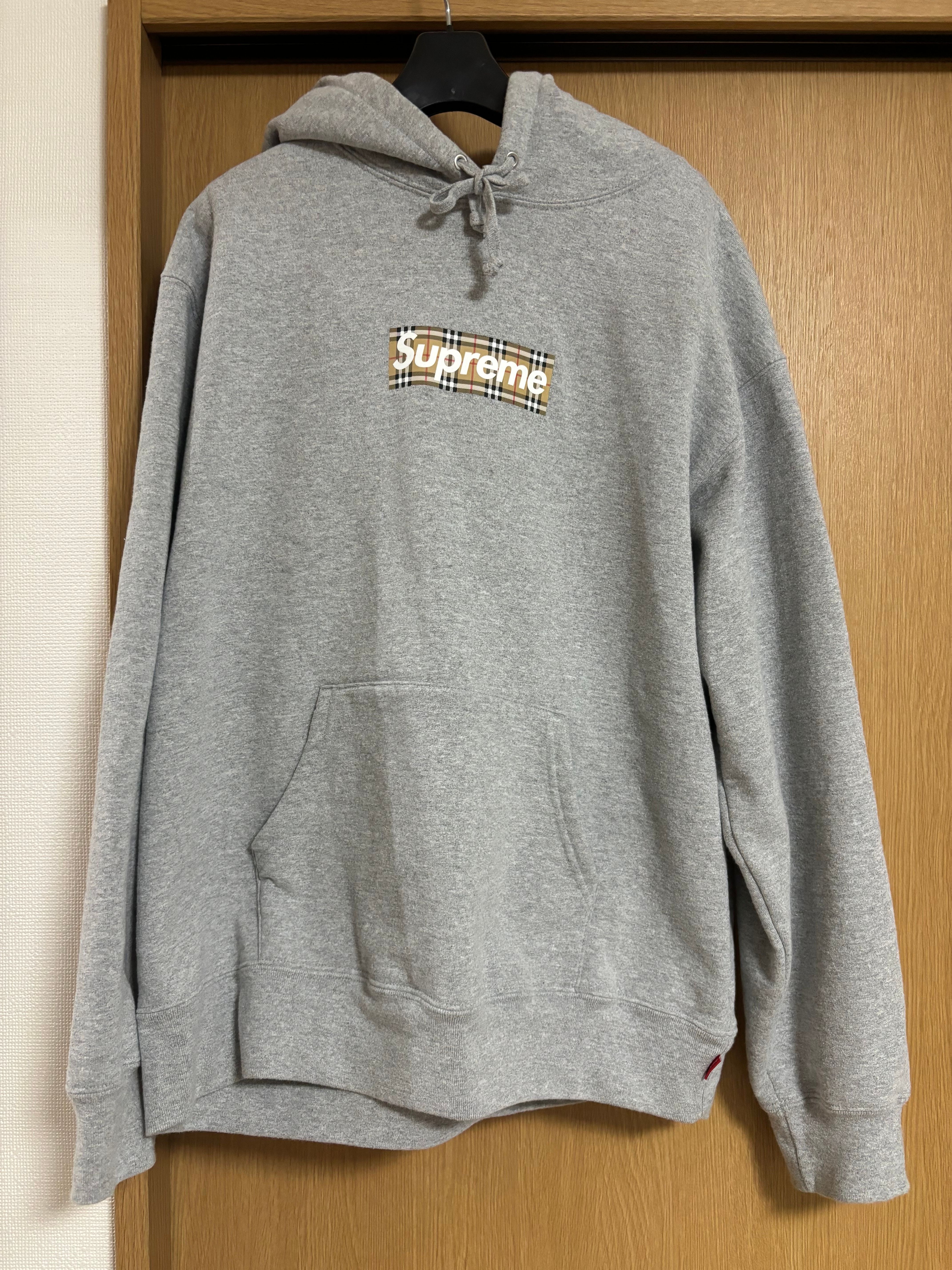 Supreme / Burberry Box Logo Hooded Sweatshirt "Heather Grey"