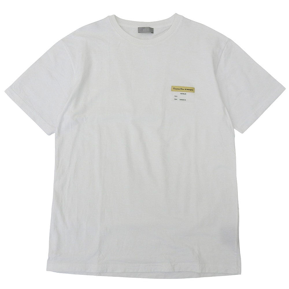 ディオール コットン ビジターパッチ クルーネック S/Sカットソー Tシャツ トップス メンズ ホワイト S 923J611B0533 S