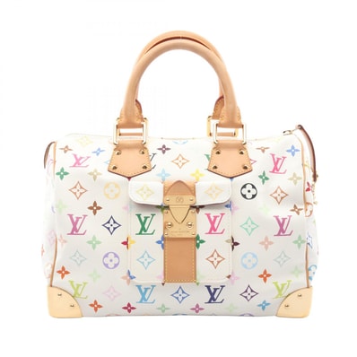 ルイ・ヴィトン LOUIS VUITTON スピーディ30 ハンドバッグ バッグ PVCコーティングキャンバス レザー モノグラム・マルチカラー ブロン レディース ホワイト系 M92643 【中古】