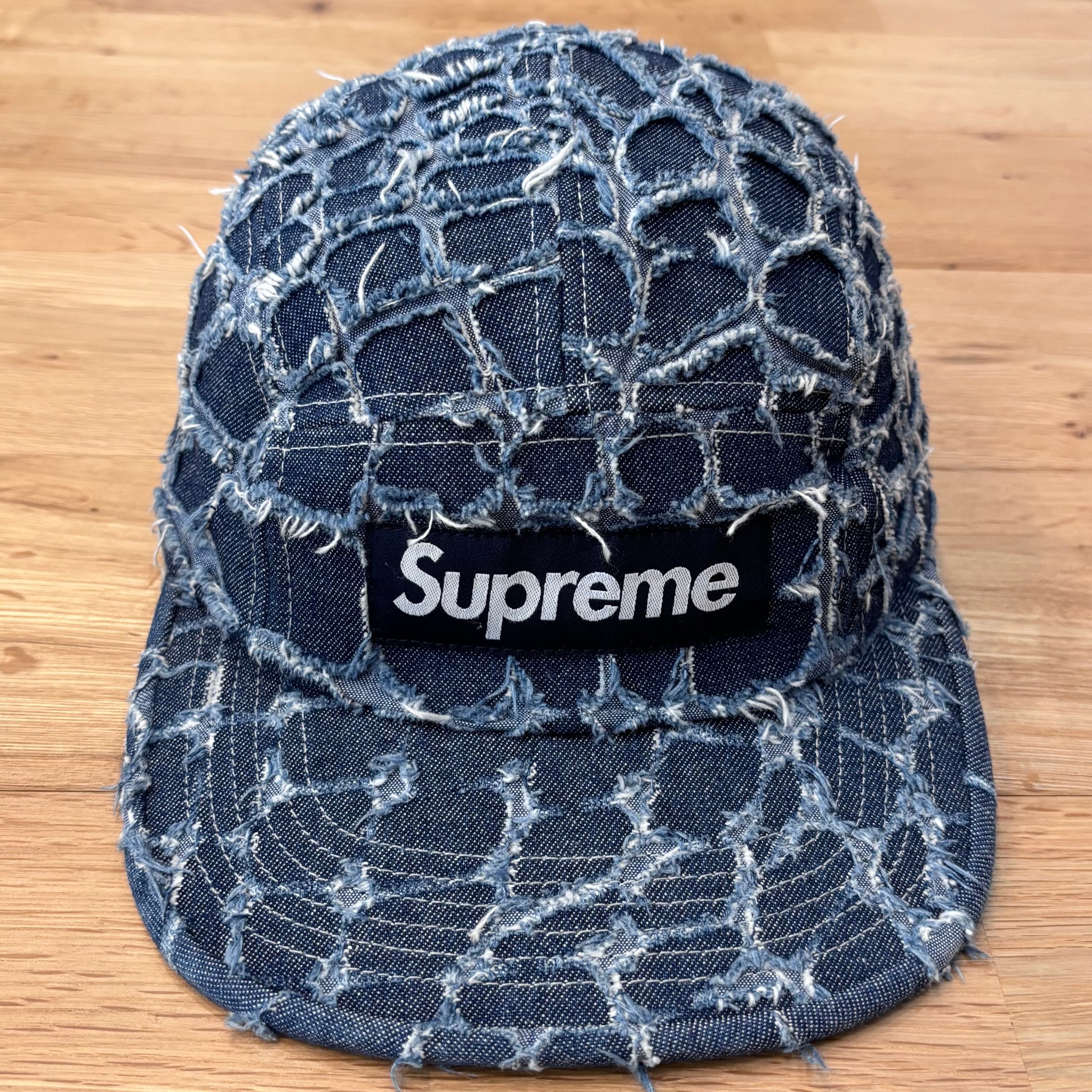 Supreme Frayed Croc Denim Camp Cap "Indigo"