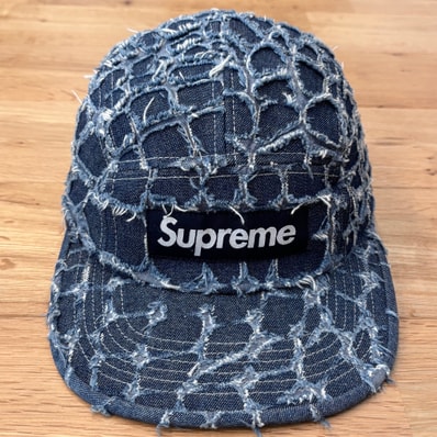 Supreme Frayed Croc Denim Camp Cap "Indigo"