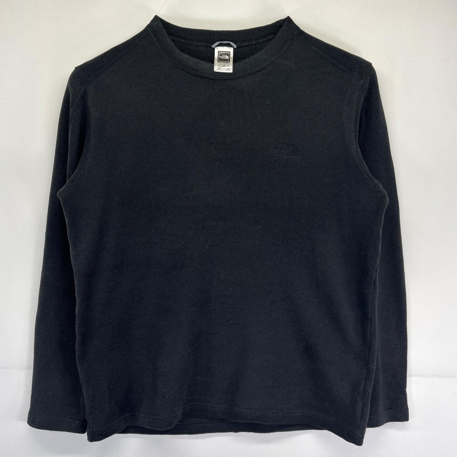 古着 ザ・ノースフェイス THE NORTH FACE ニット セーター クルーネック ワンポイントロゴ刺繍 L ブラック メンズ