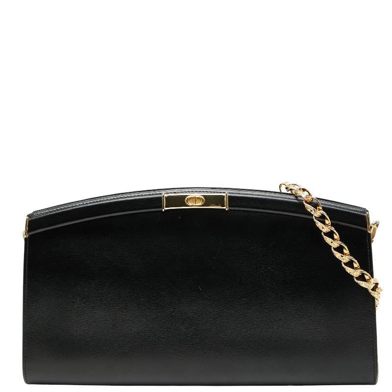 ディオール チェーン ショルダーバッグ ブラック レザー レディース Dior 【中古】