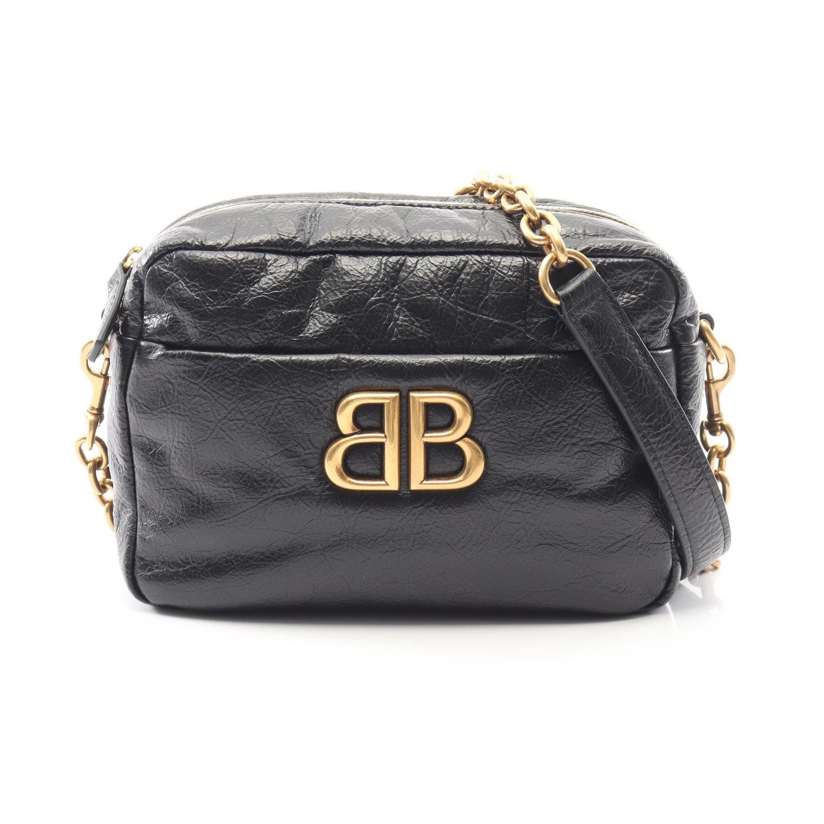 バレンシアガ BALENCIAGA MONACO XS カメラバッグ ショルダーバッグ バッグ レザー レディース ブラック系 806459 【中古】