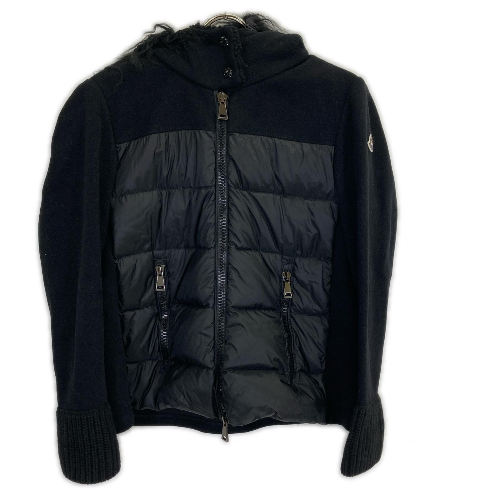 モンクレール MAGLIA CARDIGAN ファー付き ウール切り替え ダウンジャケット L