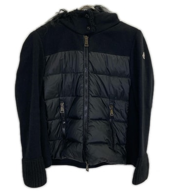 モンクレール MAGLIA CARDIGAN ファー付き ウール切り替え ダウンジャケット L