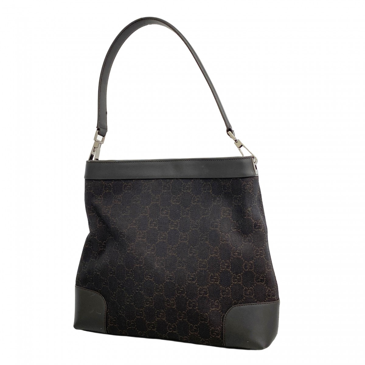 【6dd4901-k】グッチ ショルダーバッグ 143745 デニム ブラック シルバー金具【中古】レディース