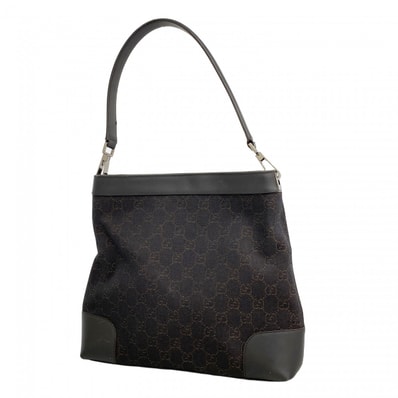 【6dd4901-k】グッチ ショルダーバッグ 143745 デニム ブラック シルバー金具【中古】レディース