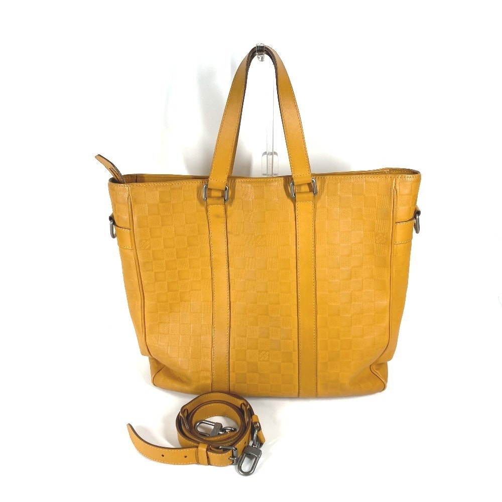 ルイヴィトン LOUIS VUITTON タダオ N41228 ダミエアンフィニ カバン ショルダーバッグ 斜め掛け 2WAYバッグ トートバッグ ダミエアンフィニレザー ソラール イエロー