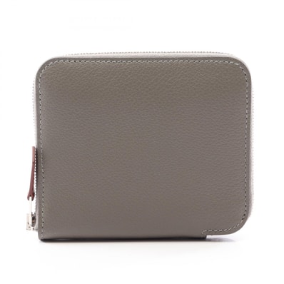 エルメス HERMES アザップコンパクト シルクイン ラウンド財布 財布 レザー エバーカラー エバーカラー グリメイヤー W刻印(2024年製造) レディース グレー系 【中古】