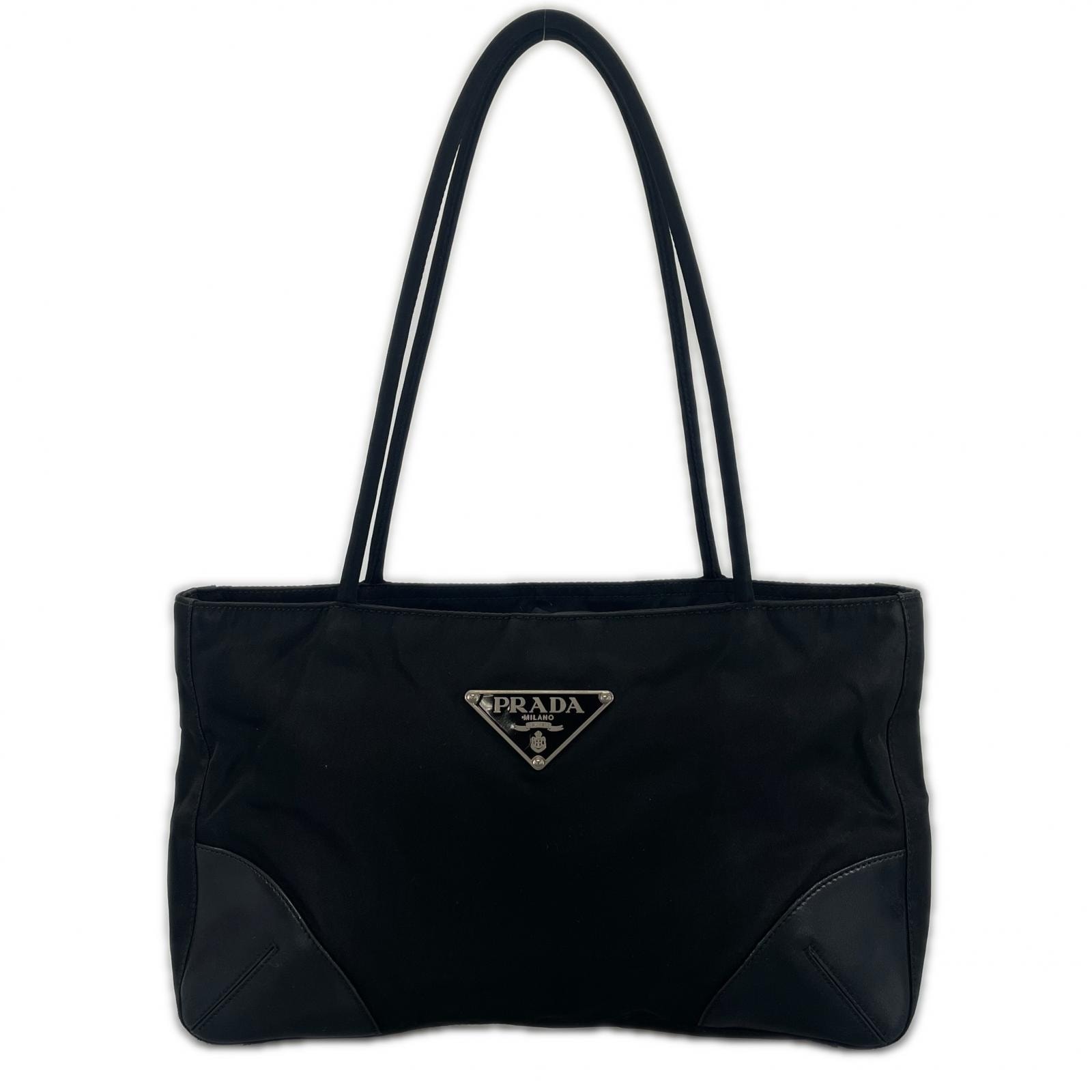 PRADA プラダ トライアングルロゴ トートバッグ ナイロン ブラック レディース【中古】
