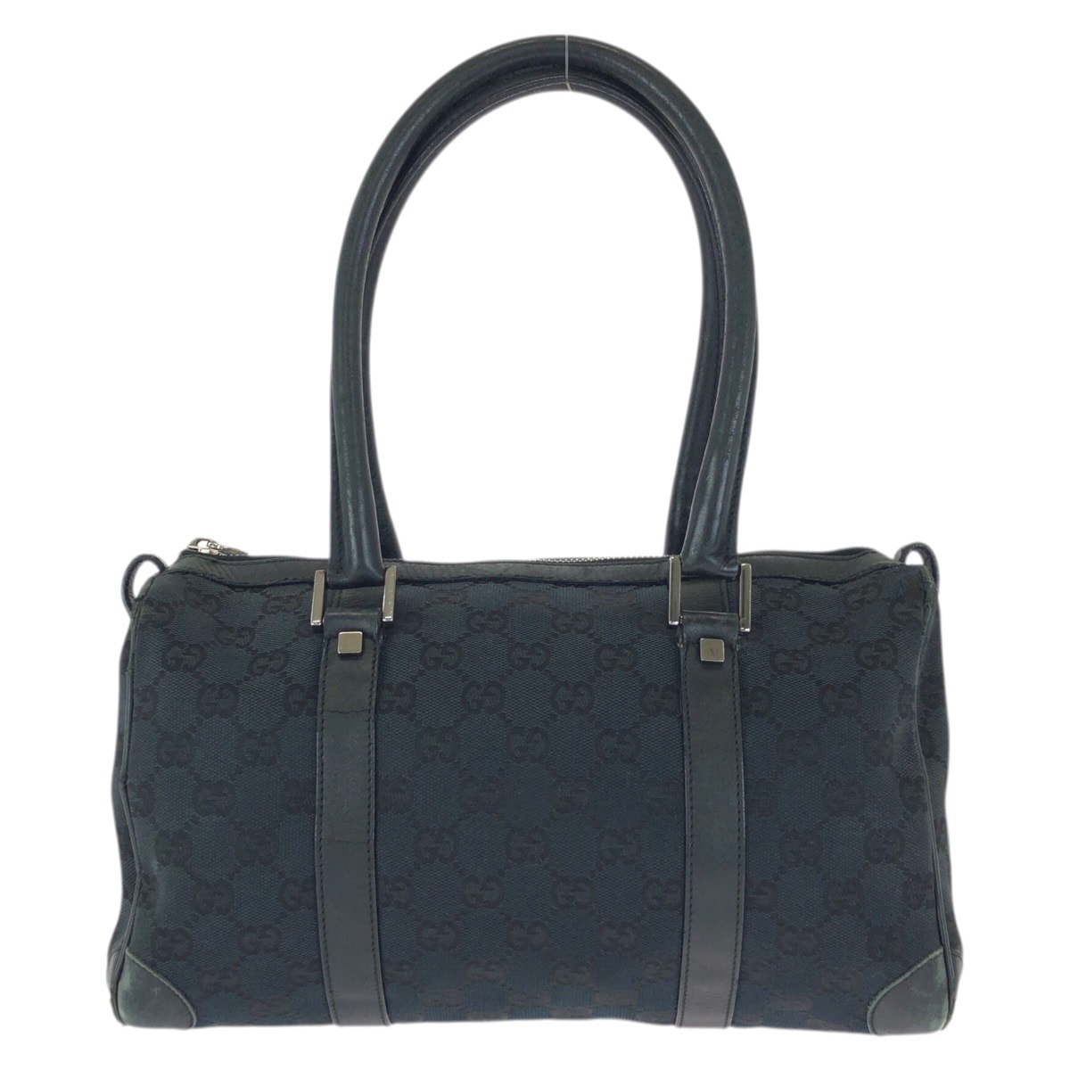 GUCCI グッチ ブラック 黒 シルバー金具 GGキャンバス レザー/ ハンドバッグ ミニボストンバッグ 601915 【中古】