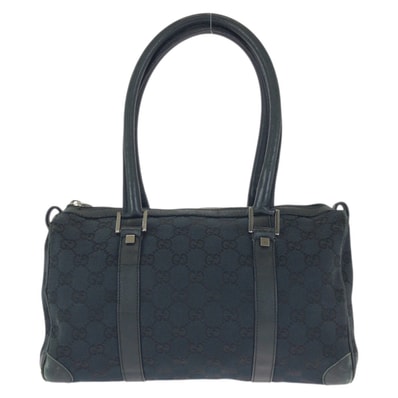 GUCCI グッチ ブラック 黒 シルバー金具 GGキャンバス レザー/ ハンドバッグ ミニボストンバッグ 601915 【中古】