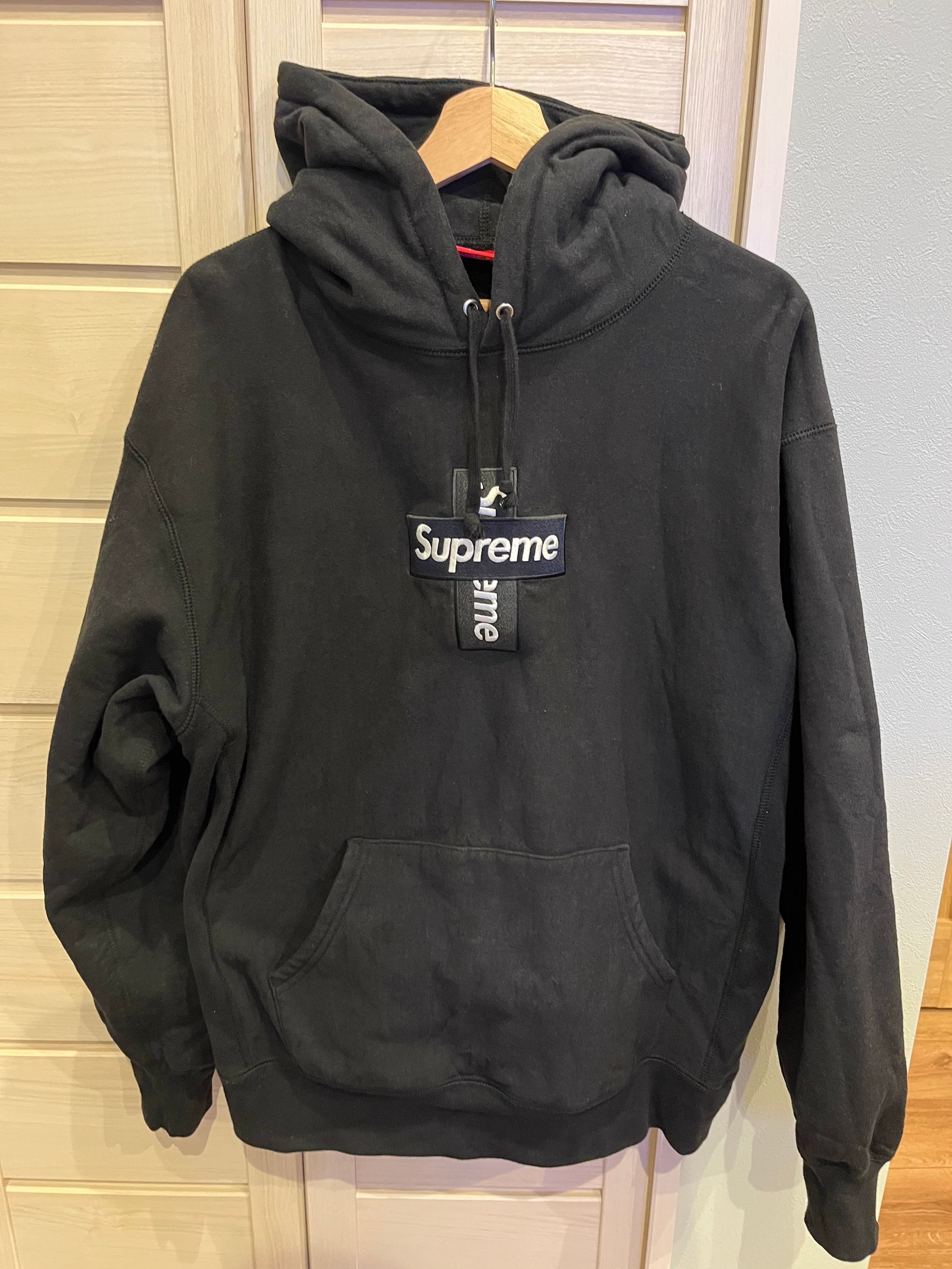 Supreme Cross Box Logo Hooded Sweatshirt "Black"