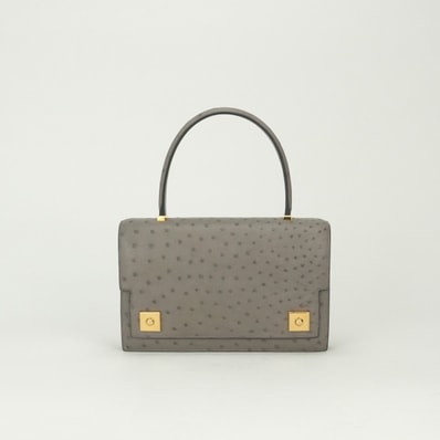 エルメス HERMES ピアノ ピアノ 25 バッグ トートバッグ オーストリッチ ムース Mousse グレー Gray ゴールド金具 ハンドバッグ ヴィンテージ エキゾチック