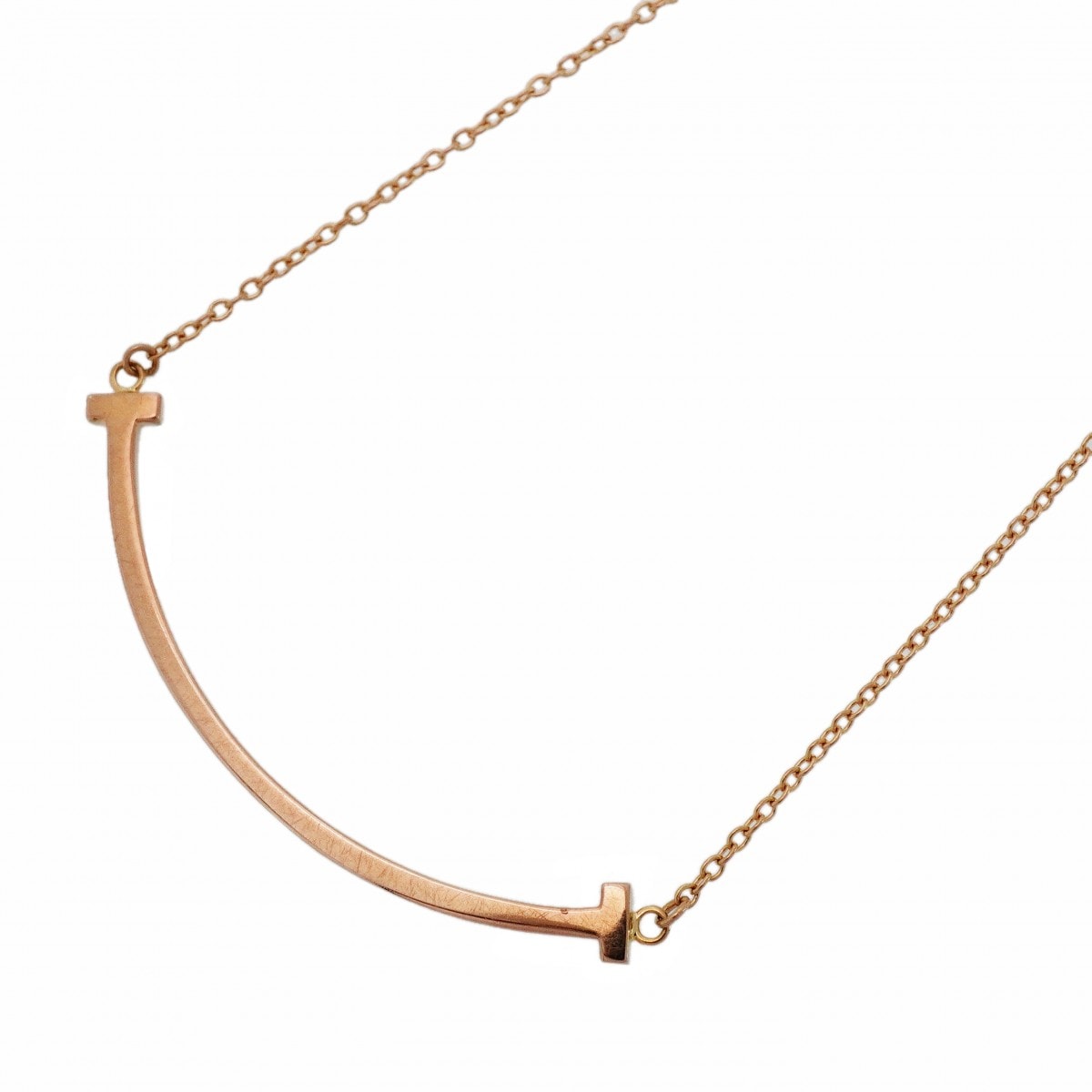 【6jdb0071】ティファニー ネックレス Tスマイル スモール K18PG ピンクゴールド【中古】レディース