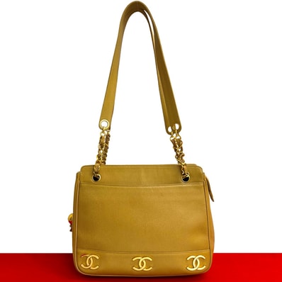 CHANEL シャネル トリプルココ キャビアスキン トートバッグ ベージュ
39484