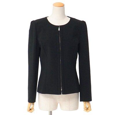 FOXEY NEW YORK フォクシー ニューヨーク ノーカラージャケット サイズ40 ジップアップ ブランド古着【中古】RA9041