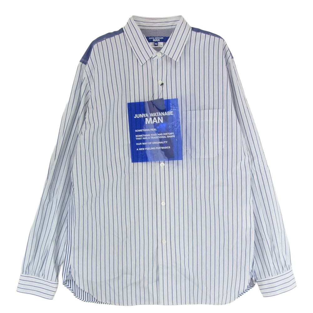 JUNYA WATANABE COMME des GARCONS MAN ジュンヤワタナベコムデギャルソンマン 長袖シャツ 25AW WP-B015 L/S SHIRT ストライプ ロングスリーブ 長袖 シャツ ブルー系 M【極上美品】【中古】