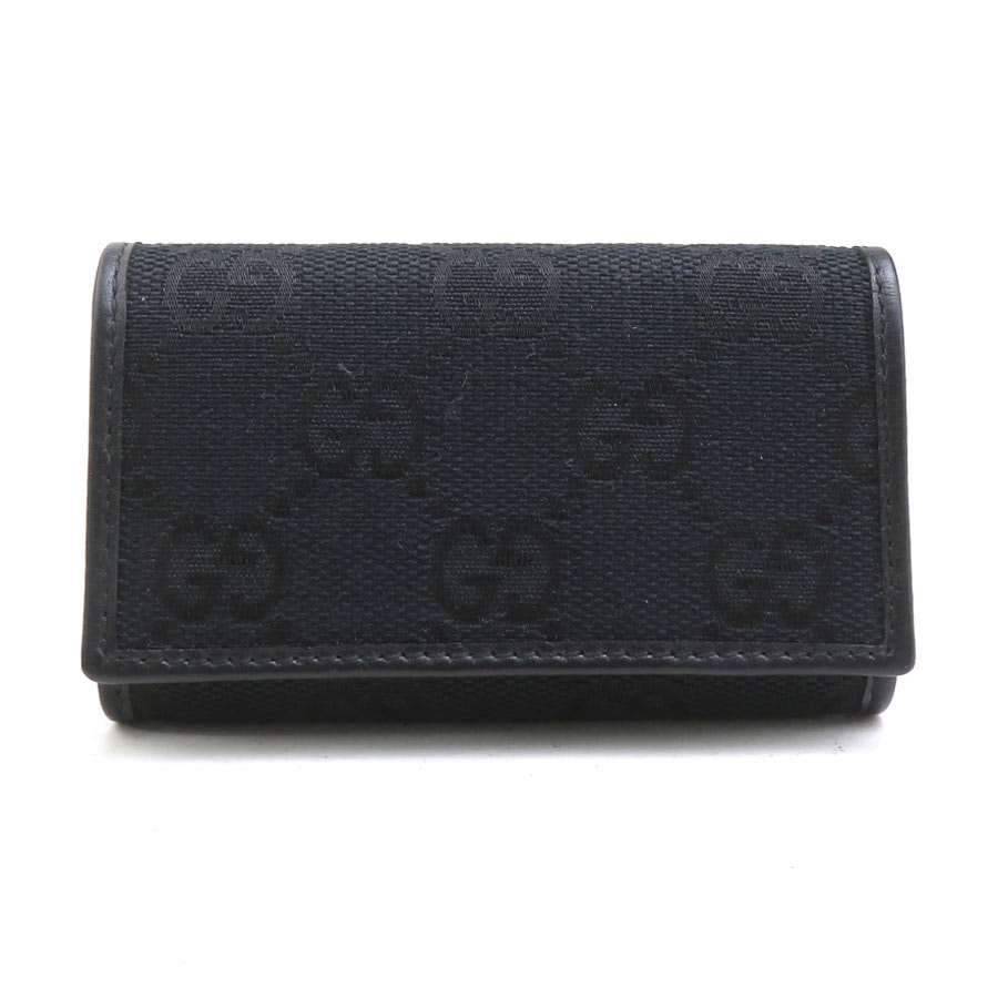 グッチ GUCCI キーケース GGキャンバス/レザー ブラック ユニセックス【中古】 h32332k