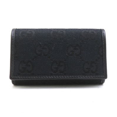 グッチ GUCCI キーケース GGキャンバス/レザー ブラック ユニセックス【中古】 h32332k