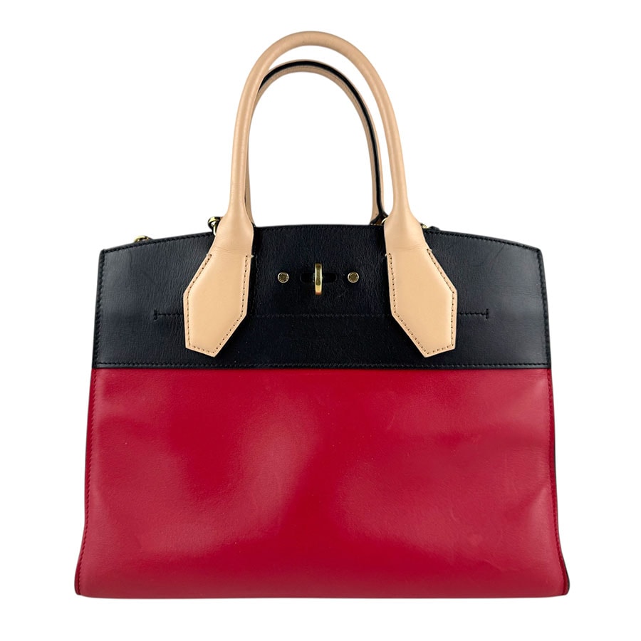 ルイ ヴィトン LOUIS VUITTON ハンドバッグ ショルダーバッグ シティ スティーマーMM レザー レッド×ブラック×ベージュ レディース M42190【中古】 z8105