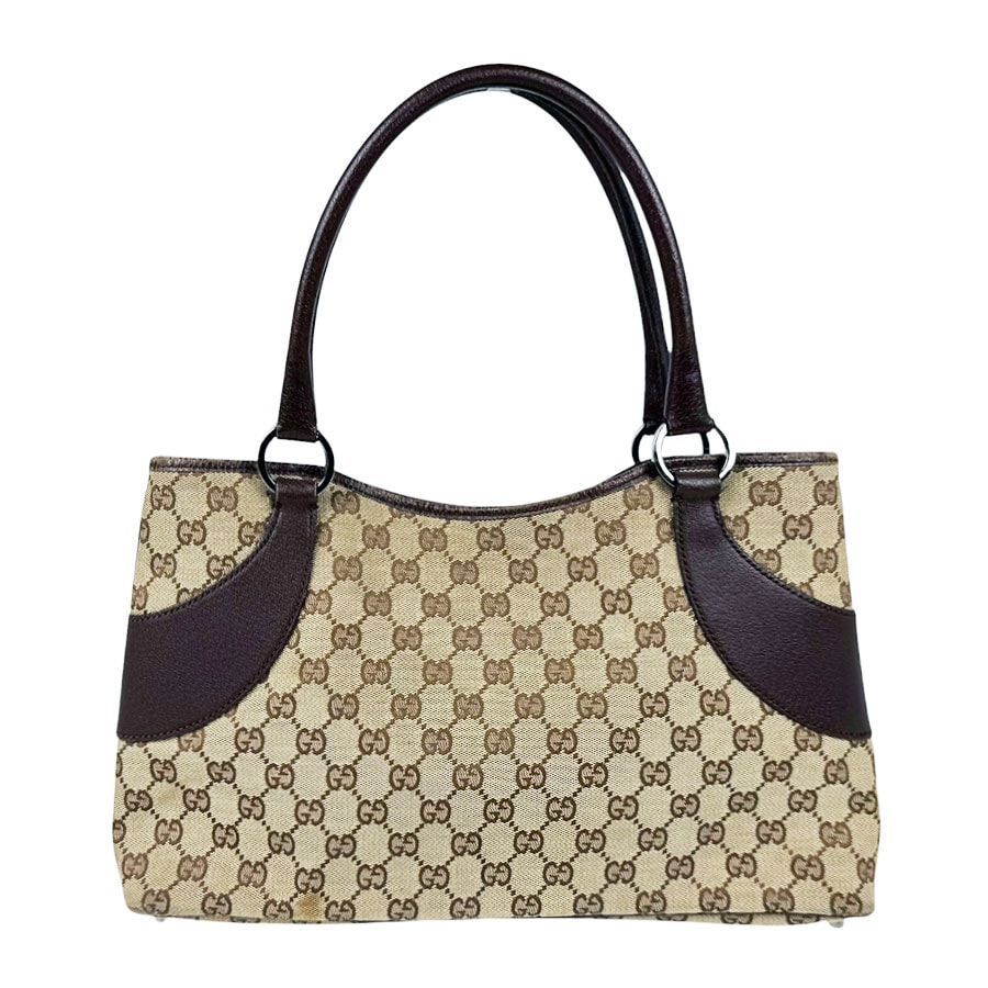 グッチ GUCCI ハンドバッグ GGキャンバス/レザー ブラウン レディース 113015【中古】 z11225