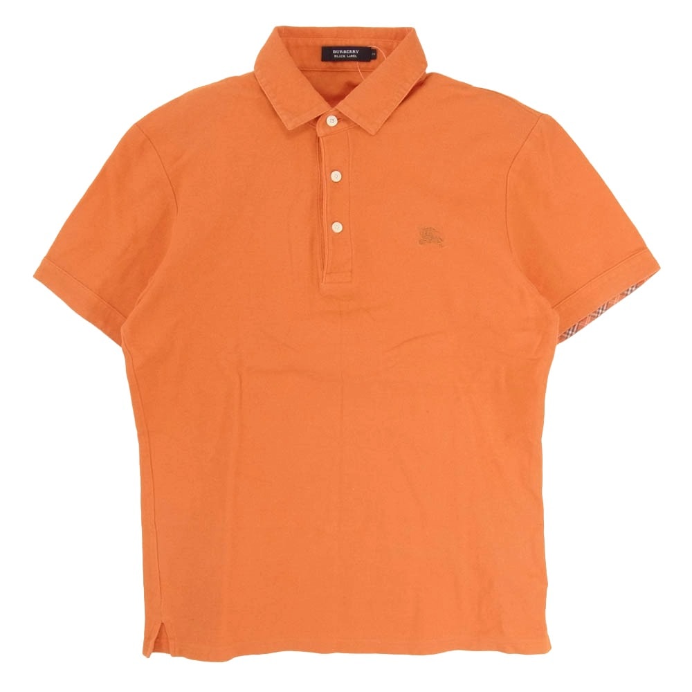 BURBERRY BLACK LABEL バーバリーブラックレーベル ポロシャツ D1P29-528-86 襟裏チェック切替 ロゴ刺繍 半袖 ポロシャツ オレンジ系 2【中古】