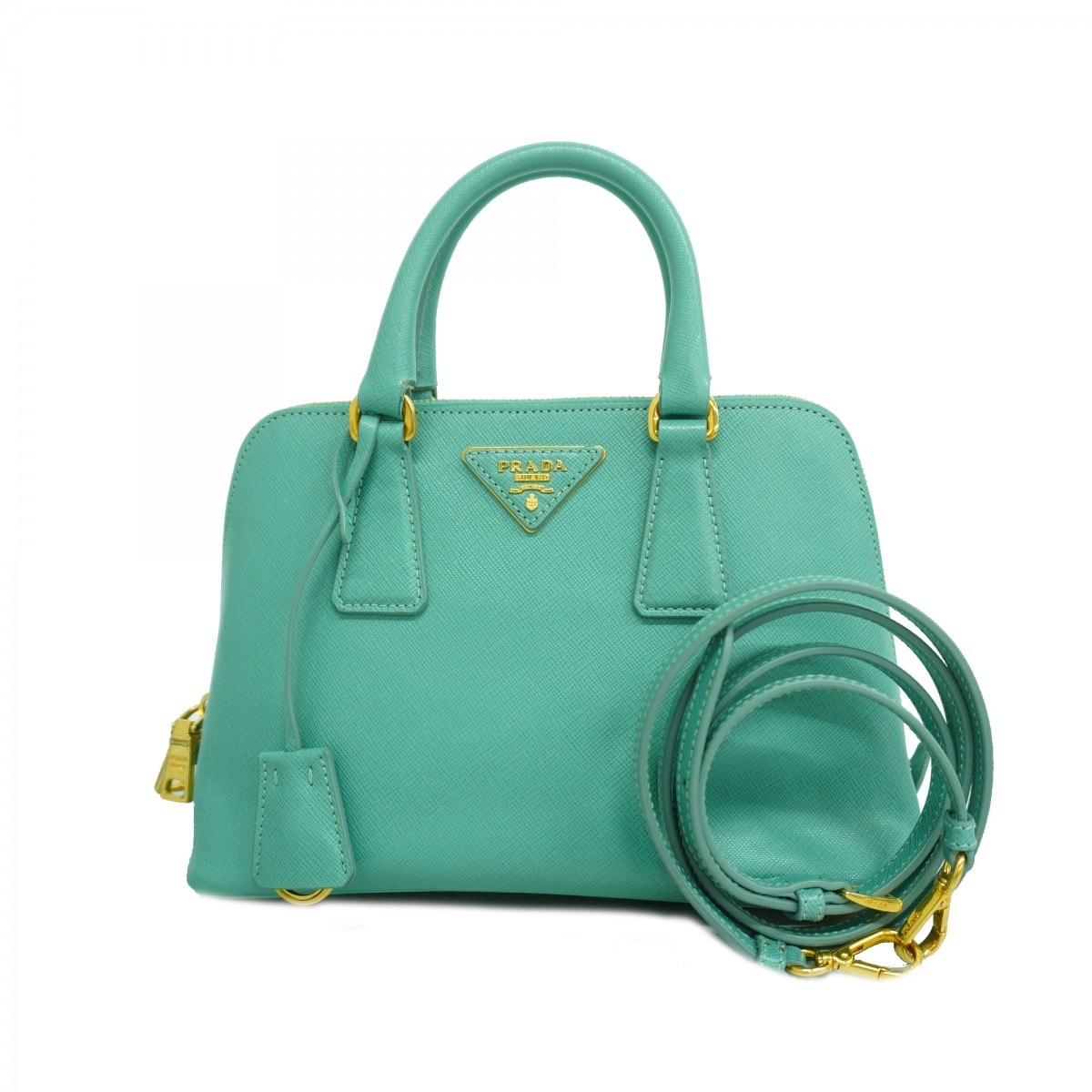 ★最終価格★SALE【6ca1075-k】プラダ ハンドバッグ サフィアーノ レザー ティファニーブルー ゴールド金具 2wayバッグ【中古】レディース