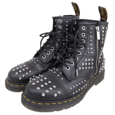 ドクターマーチン 新品同様 スタッズ アトラス レザー 8ホールブーツ メンズ ブラック 8 31154001 8(UK)