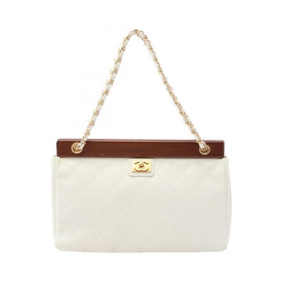 シャネル CHANEL マトラッセ ハンドバッグ バッグ キャビアスキン(グレインドカーフ) ウッド レディース ホワイト系 / ブラウン系 【中古】