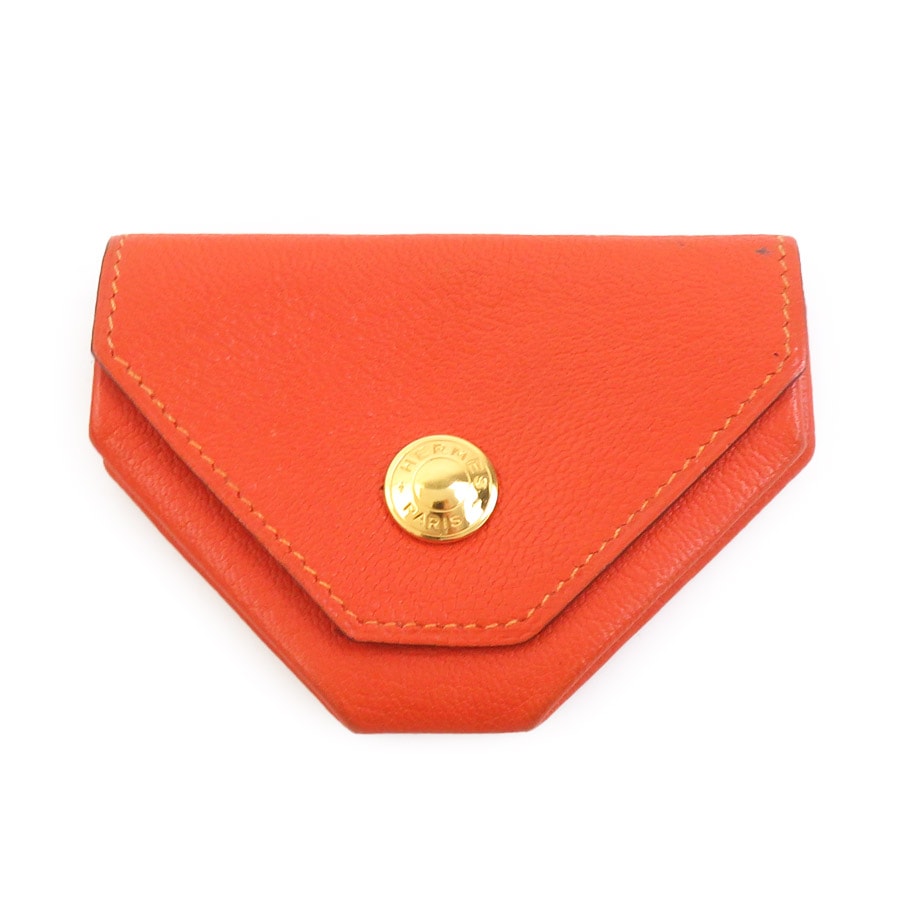 エルメス HERMES コインケース ル ヴァンキャトル レザー オレンジ ゴールド ユニセックス【中古】 e62228a