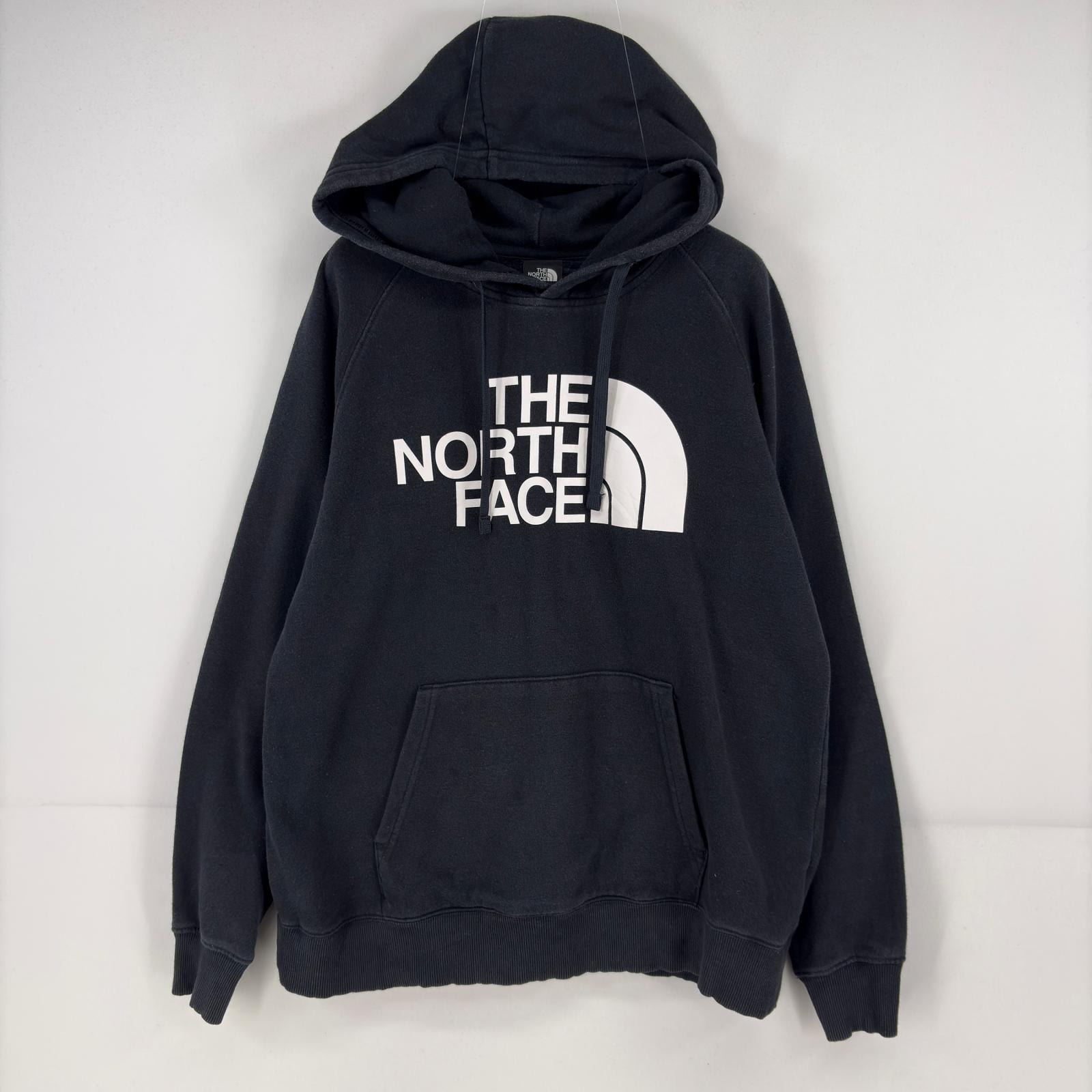 古着 ザ・ノースフェイス THE NORTH FACE パーカー スウェット プルオーバー ロゴ ビッグロゴ プリント M  ブラック レディース
