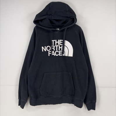 古着 ザ・ノースフェイス THE NORTH FACE パーカー スウェット プルオーバー ロゴ ビッグロゴ プリント M ブラック レディース