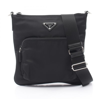 プラダ PRADA ショルダーバッグ バッグ ナイロン サフィアーノレザー レディース ブラック系 【中古】