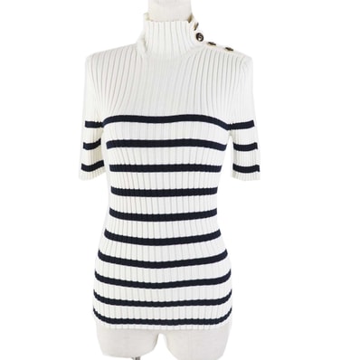 極美品 クリスチャンディオール
半袖ニット ホワイト ブラック レディース 38 114S48AM725