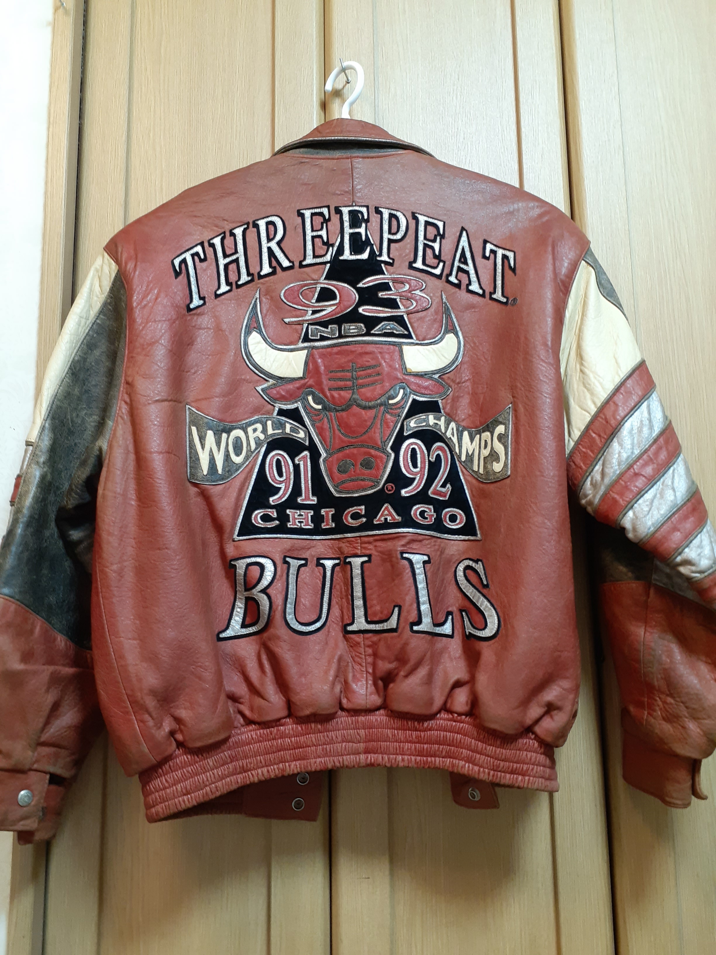 ジェフハミルトン シカゴブルズ 3連覇記念レザージャケット 革ジャン USA製