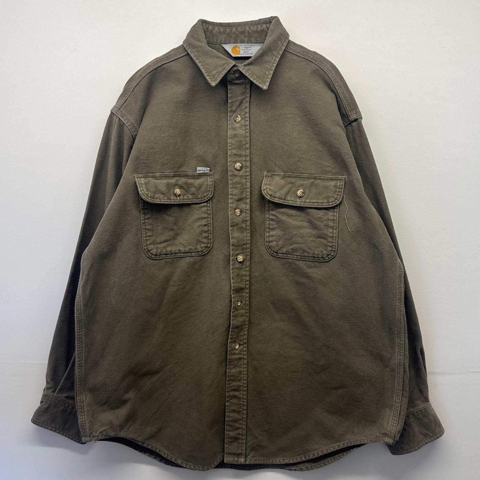 古着 80's/80年代 カーハート Carhartt 長袖シャツ シャモアシャツ ワーク ヘビーネル  ブラウン系 メンズ