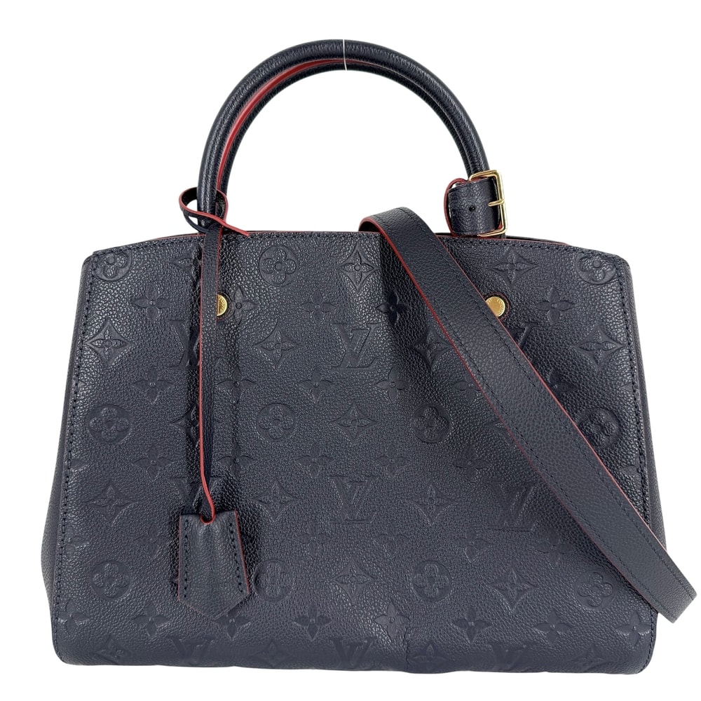 LOUIS VUITTON ルイヴィトン 2WAY モノグラムアンプラント モンテーニュMM ショルダーバッグ ハンドバッグ 肩掛け M42746 レザー    ネイビー 紺 ゴールド金具 レディース【中古品】