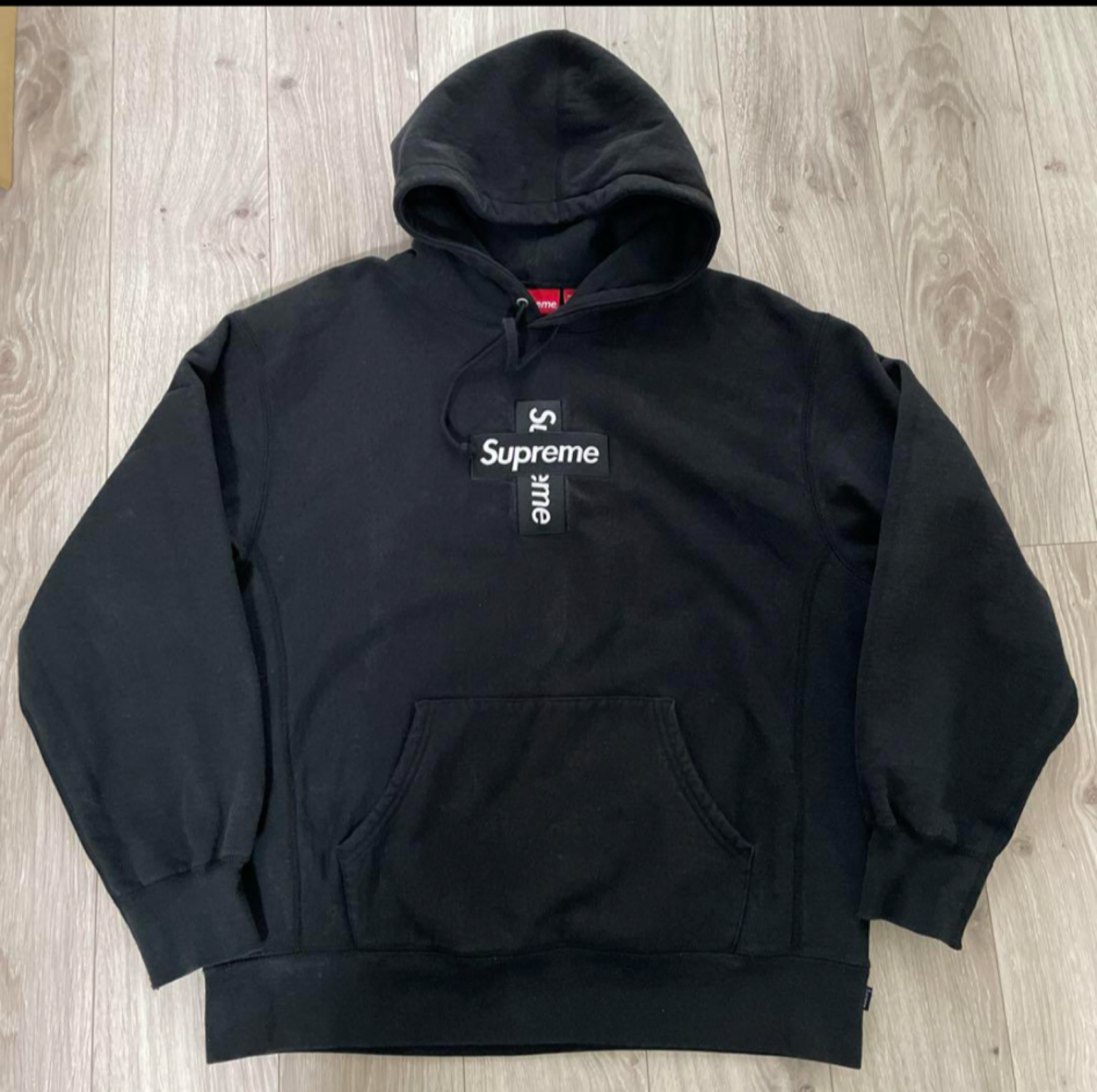 Supreme Cross Box Logo Hooded Sweatshirt "Black"