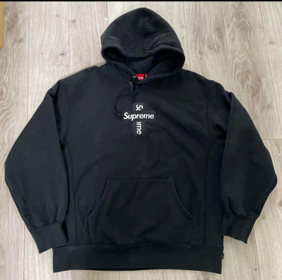 Supreme Cross Box Logo Hooded Sweatshirt "Black"