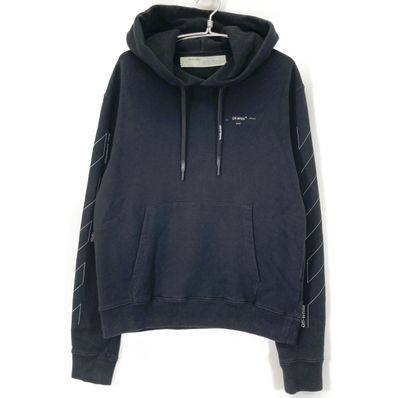 オフホワイト ブラック UNFINISHED SLIM フーディ M