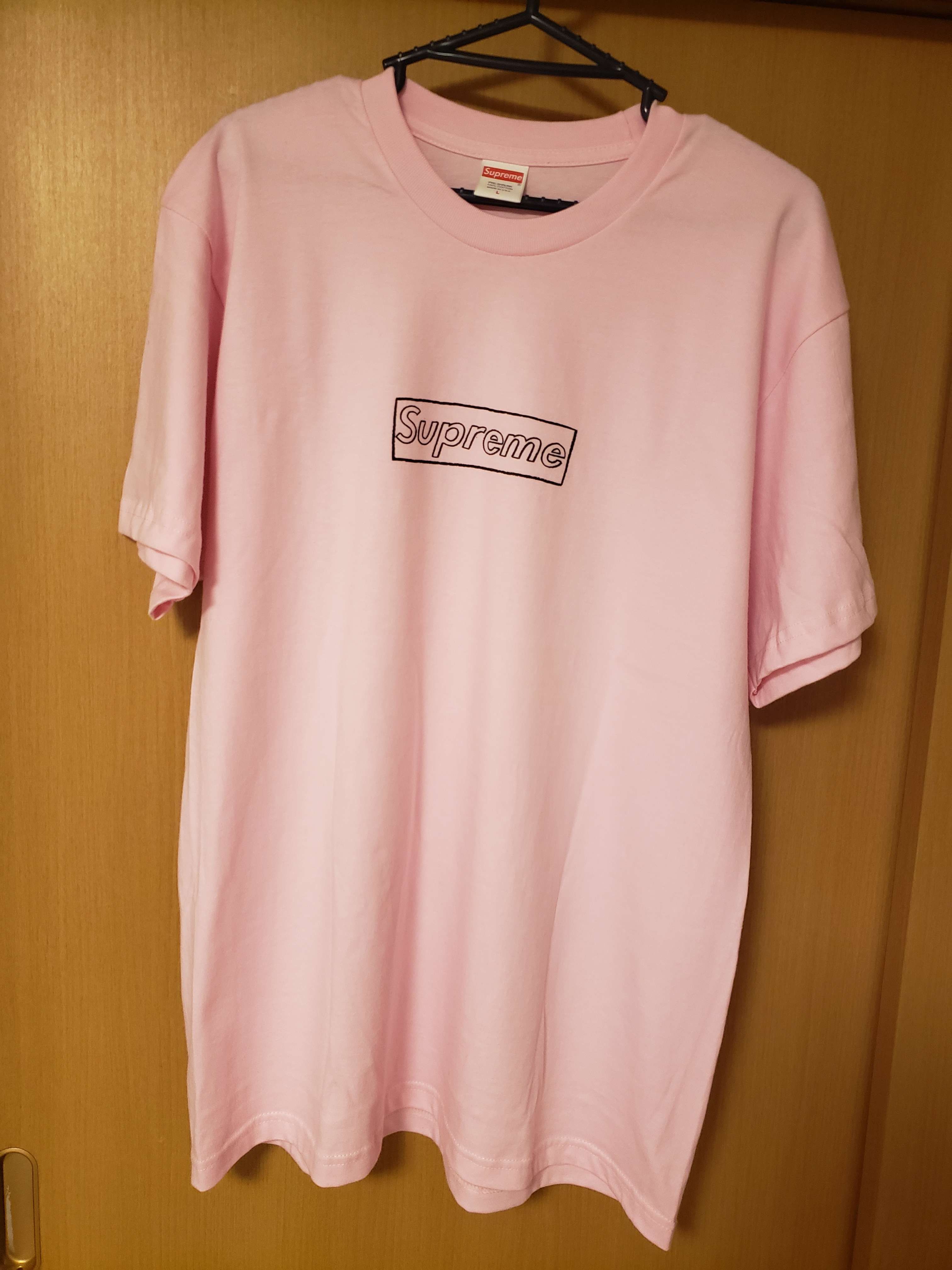 Supreme KAWS Chalk Logo Tee "Pink"