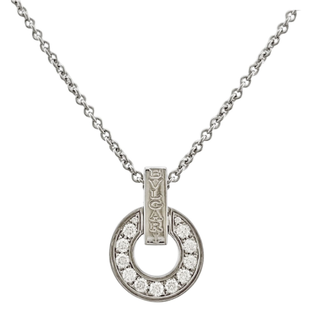 ブルガリ ブルガリブルガリ オープンワーク ネックレス 18金 K18ホワイトゴールド ダイヤモンド レディース BVLGARI  中古