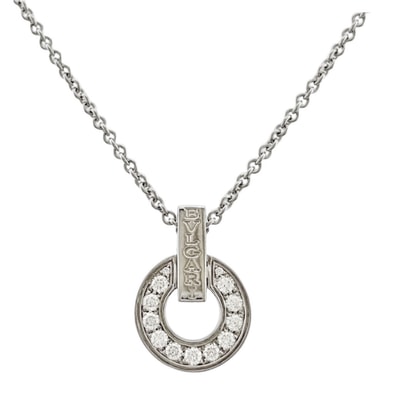 ブルガリ ブルガリブルガリ オープンワーク ネックレス 18金 K18ホワイトゴールド ダイヤモンド レディース BVLGARI 中古