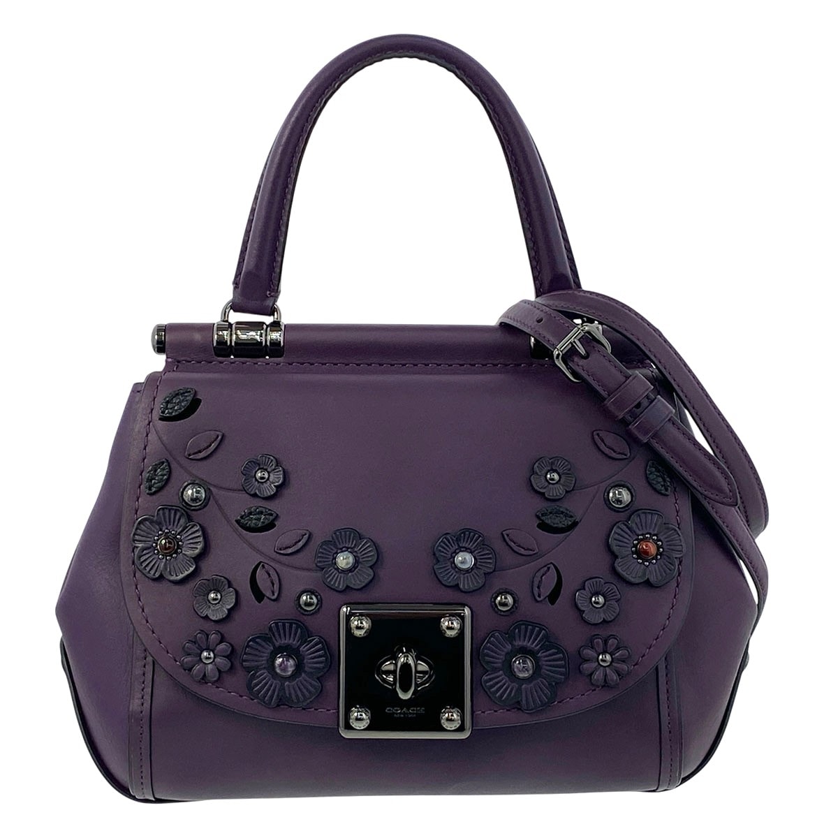 COACH コーチ ドリフター トップハンドル サッチェル ウィロー フローラル 2WAY ショルダーバッグ 54079 レザー オーベルジーヌ  レディース【中古】