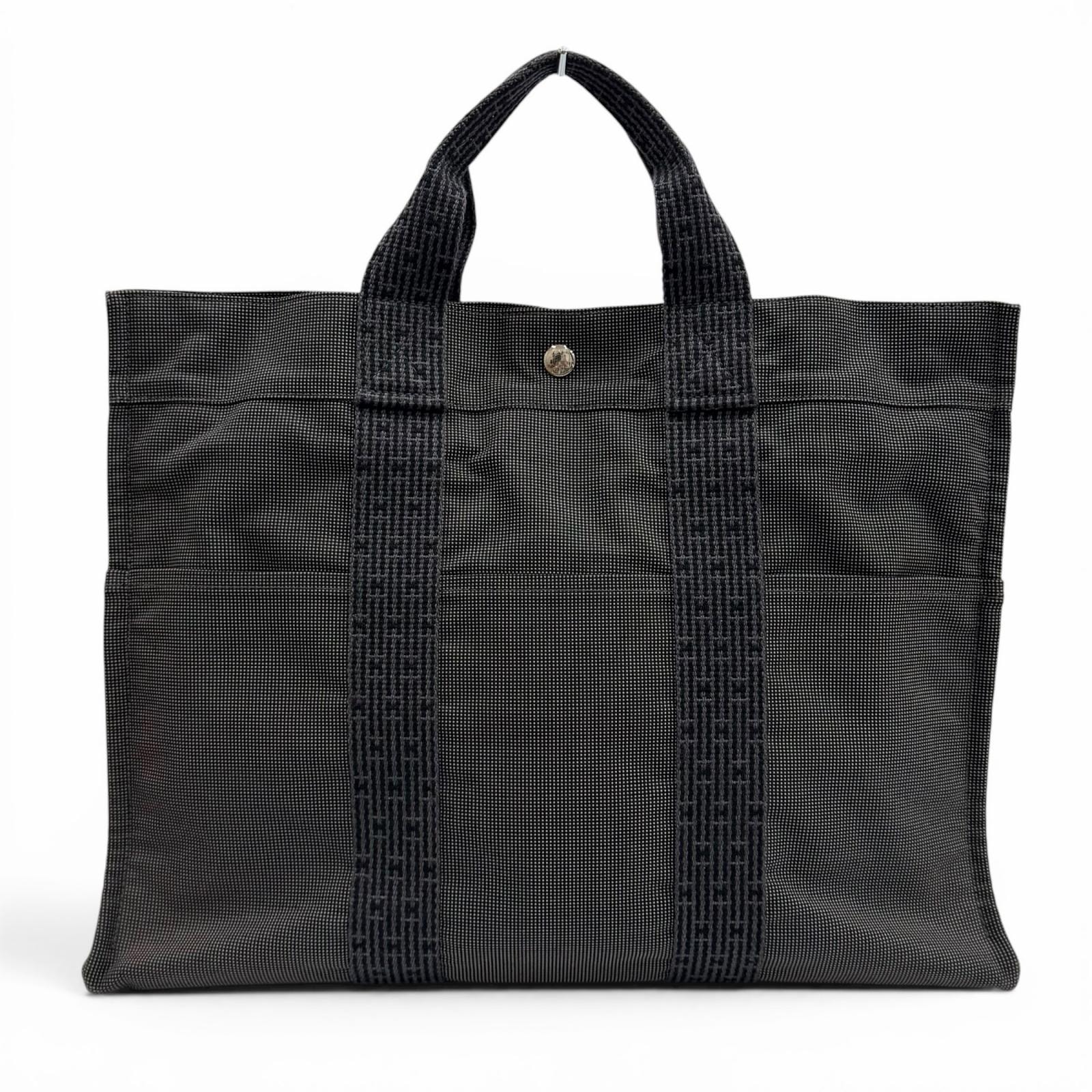 美品 エルメス トートバッグ エールラインMM グレー レディース
