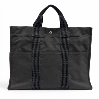 美品 エルメス トートバッグ エールラインMM グレー レディース
