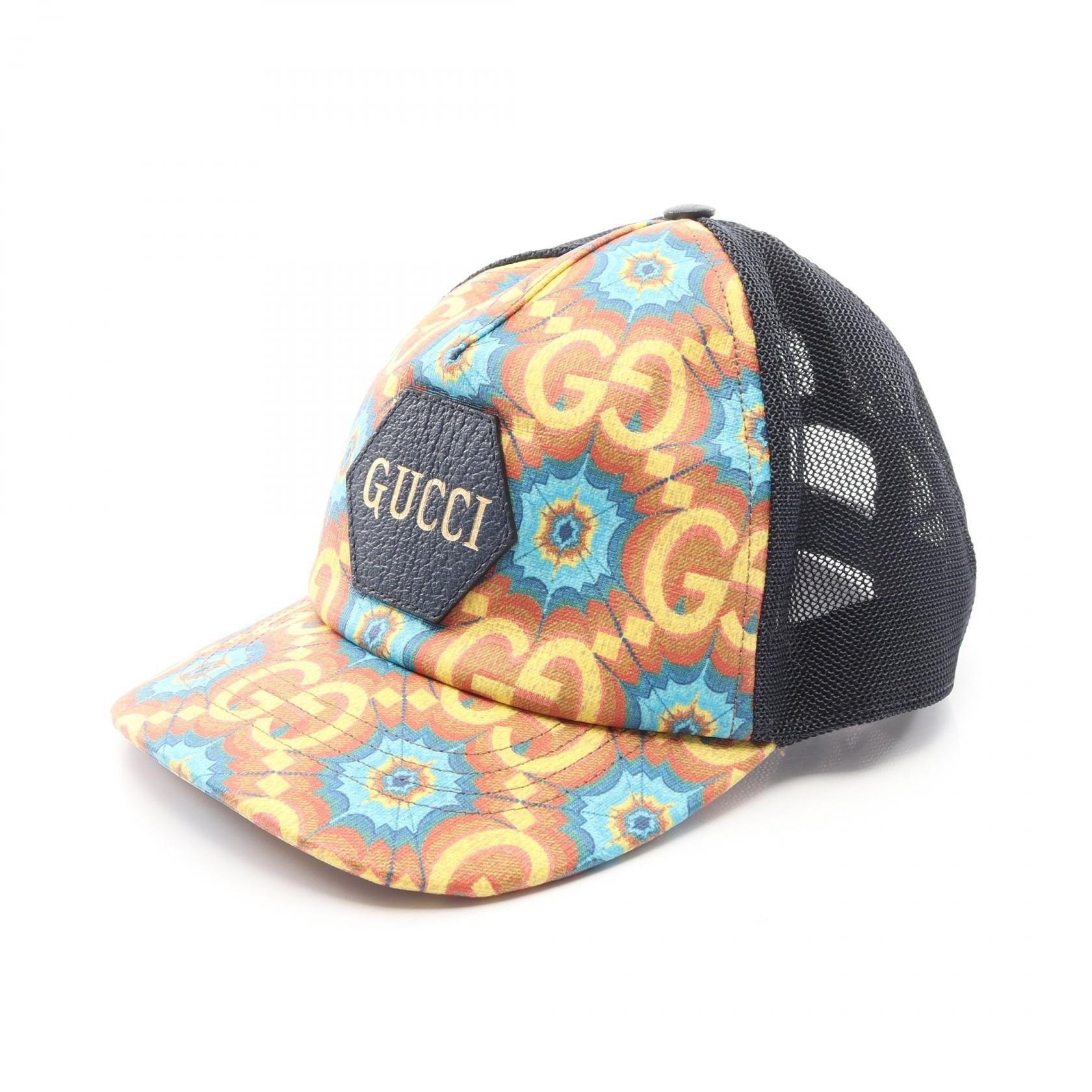 グッチ GUCCI GGカレイドスコープ 100周年記念 メッシュ ベースボール キャップ 帽子 PVC メンズ ネイビー系 / マルチカラー 【中古】